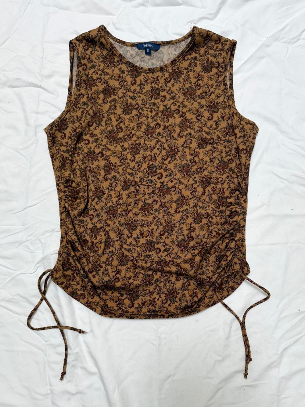 VINTAGE y2k Reitmans floral cinch ruched sleeveless tank